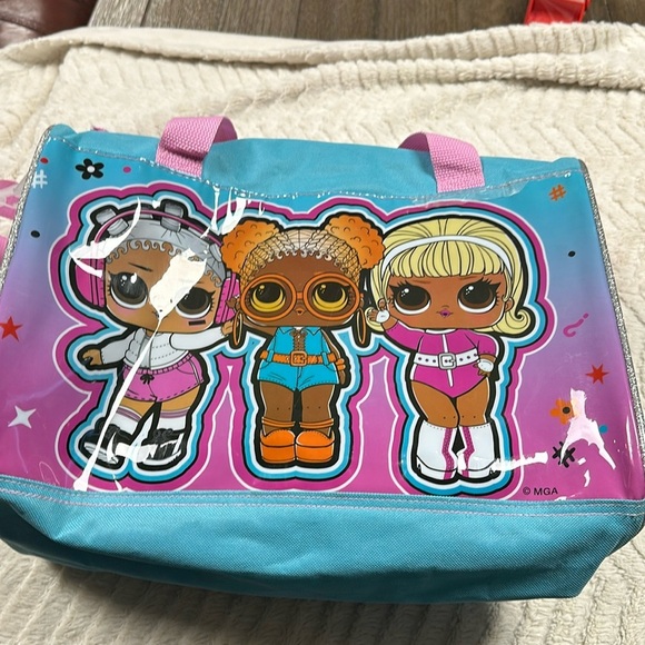 LOL Surprise Kids Plastic Tote Bag - Pink and Blue, handle & long strap - Picture 1 of 5